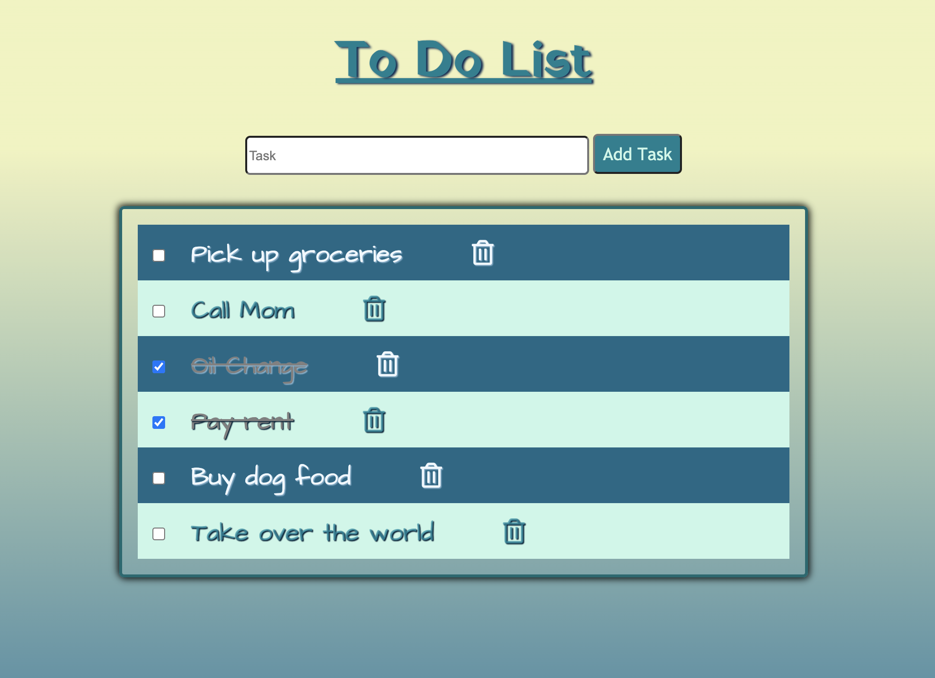 A full-stack To-do app